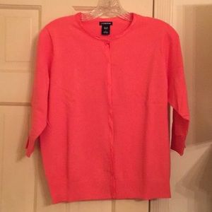 Coral cotton/nylon/spandex crew neck cardigan w/ri